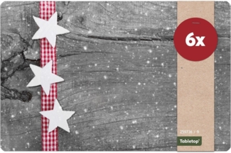 matches21 HOME & HOBBY Platzset Abwaschbare Tischsets 6er Set Weihnachten Sterne & Holz-Optik, (6-St), Platzsets als Tisch-Untersetzer und Tisch-Deko für Esstisch Teller