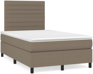 vidaXL Boxspringbett mit Matratze & LED Taupe 120x190 cm Stoff 3270208