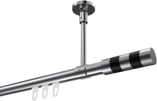 Innenlauf-Gardinenstangen-Set Sonette Mavell 100 cm, 1-läufig, 20 mm Ø Chrom