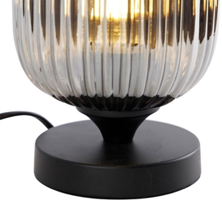 Qazqa Tischleuchte Banci, ohne Leuchtmittel, E27, Schwarz, Art Deco, Glas, 1-flammig