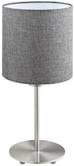 Eglo 96376 Tischleuchte Stofflampe PASTERI Ø 18cm in grau mit Kabelschalter