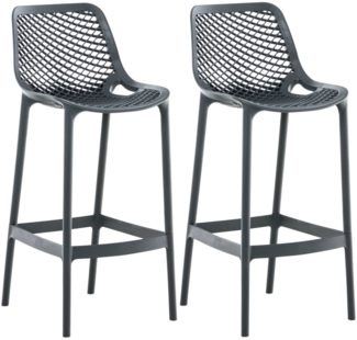 CLP 2er Set Barhocker Air Kunststoff mit Wabenmuster,dunkelgrau