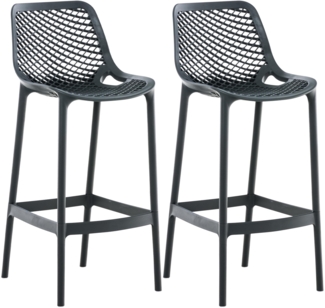 CLP 2er Set Barhocker Air Kunststoff mit Lehne wetterfest UV-beständig bis 160 kg,dunkelgrau