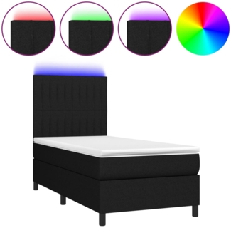 Boxspringbett mit Matratze & LED Stoff Schwarz 80x200 cm, Härtegrad: H2 [3134991]
