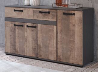 'Stripe' Sideboard, Eiche Tabak und Matera grau, 142 x 83 x 41 cm