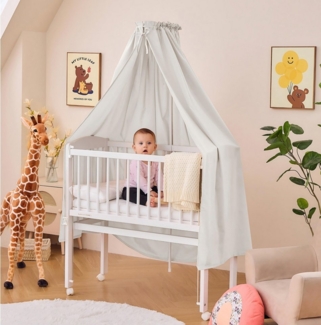 Alavya Home® Betthimmel Babybetthimmel mit Himmelstange Baldachin Insektenschutz für Babybett (2-tlg), Komplett-Set 100% Bio-Baumwolle, GOTS-geprüft, 150x240 cm