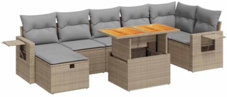 vidaXL 5-tlg. Garten-Sofagarnitur mit Kissen Beige Poly Rattan Akazie 3328039
