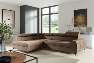 Ecksofa Schlafsofa Sofa TORONTO Stoff Element Schokobraun Ottomane Links