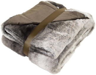 Fellimitat Wohndecke extra weich Braun & Grau 150x200cm Kuscheldecke Couchdecke grau
