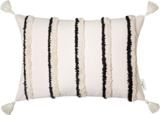 TOM TAILOR HOME Dekokissen Fluffy Stripe, Rautenmotiv und Quasten, Kissenhülle ohne Füllung, 1 Stück