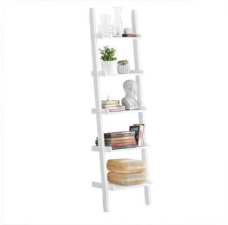 SoBuy Bücherregal DE-FRG17, Wohnzimmer, Schlafzimmer, Küche, 1-tlg, Standregal Leiterregal Badregal Wandregal mit 5 Ebenen