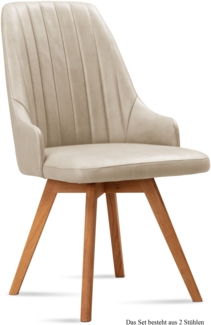 Esszimmerstuhl (2er-Set) Domka 52 x 91 x 60 Eiche geölt/Natur