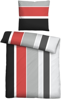 Traumhaft schlafen - Castell - Markenbettwäsche Baumwoll Renforce Bettwäsche 0040562 LÄNGSBALKEN, rot, 1x 155x220 cm + 1x 80x80 cm