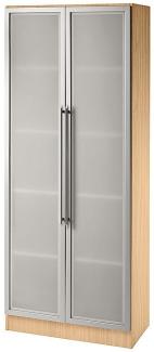 Hammerbacher Büroschrank Aktenschrank Modell 7100G mit Milchglastüren 6/S = Buche/Silber-RE = Relinggriff
