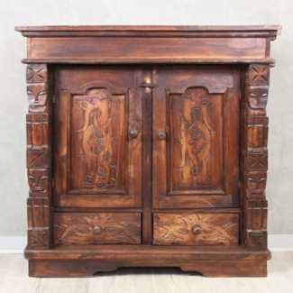Oriental Galerie Mehrzweckschrank Schrank 80x80 cm Braun Tribal