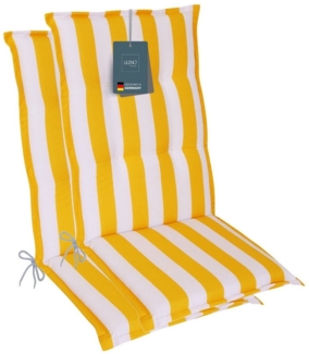 LILENO HOME Hochlehnerauflage Gartenstuhl Auflage, bequeme Sitzauflage für Gartenmöbel, Stuhlkissen, (2 St, 2er Set), Polsterauflage Blockstreifen Gelb, Sitzpolster für Klappstühle