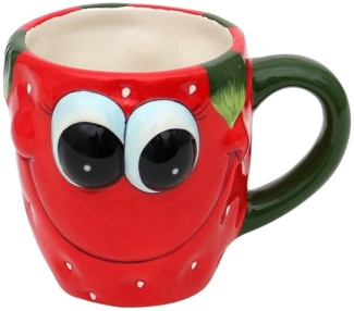 Dekohelden24 Tasse Kaffeebecher - Tasse als Erdbeer Größe H/Ø: 9x12 cm, Dolomite