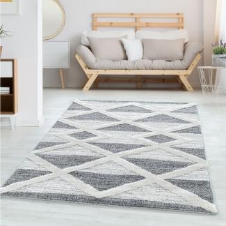 Carpettex Hochflor-Teppich Geometrisch Design, Rund, Höhe: 20 mm, Teppich Wohnzimmer Geometrisch Design 3D Optik Skandinavische Stil