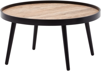 Couchtisch Rund 76x76x40cm Schwarz Braun Modern Wohnzimmer Salontisch