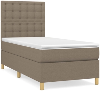vidaXL Boxspringbett mit Matratze Taupe 100x200 cm Stoff 3142637