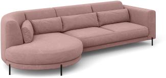 MEBLINI Ecksofa mit Kissen und Metallbeinen - Abgerundetes Sofa - Couch L-Form - Eckcouch - Wohnlandschaft - BOBBY - 319x159x89cm Links - Rosa Samt