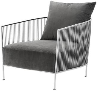 Casa Padrino Luxus Sessel Grau / Silber 69 x 77 x H. 78 cm - Designer Hotel Möbel