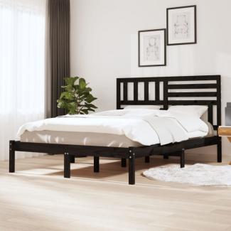 vidaXL Massivholzbett Schwarz Kiefer 150x200 cm 5FT King Size [3101032]