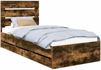 vidaXL Bettrahmen Geräucherte Eiche 75 x 190 cm Ingenieurs Holz 3411871