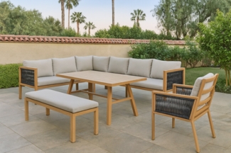 Gardissimo LUKA Rope Alu Ecklounge Gartenmöbel Set Holzoptik Gruppe links