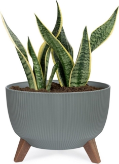 KONZEPT Blumentopf mit Füßen – großer Blumenkübel aus Kunststoff, runde Pflanzschale, 40 oder 47cm, modern & wetterfest, für Innen und Außen