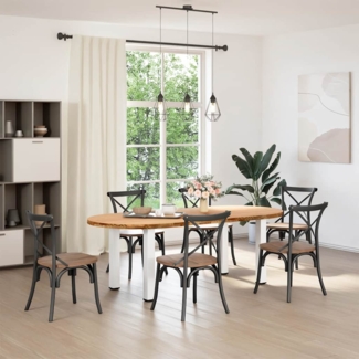 vidaXL Esstisch Hellbraun 220x100x74 cm Massivholz Eiche Oval 3305553