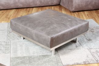 KAWOLA Hocker OPRA Leder Toledo Farbe silvergrey grau 40 x 93 x 93 cm
