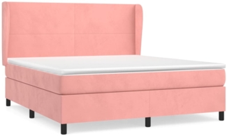 vidaXL Polsterbett mit Matratze Rosa 160x200 cm Samt