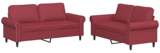 vidaXL 2-tlg. Sofagarnitur mit Kissen Weinrot Kunstleder 3202153