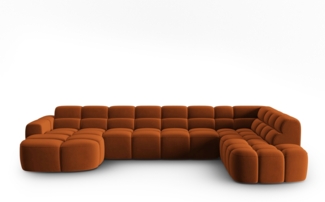 Micadoni Panorama Ecksofa Lisa 7-Sitzer Rechts Samt Casino Terrakotta