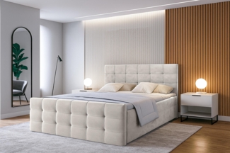 AX LIVING Bett mit Bettkasten 160x200 cm Argentaro Boxspringbett beige