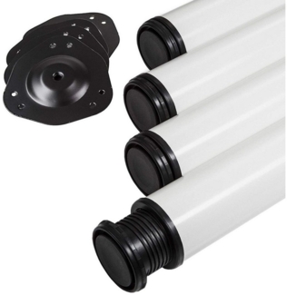 SO-TECH® Tischbein Ø 60 mm, belastbar bis 75 kg pro Stück, höhenverstellbar, Höhe 71 cm, Stahl, weiß, 4x