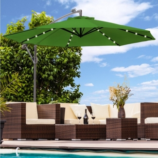 Swing&Harmonie Sonnenschirm mit LED Beleuchtung Luxus Ampelschirm 300 / 350cm, Garten Schirm inkl. Abdeckhaube