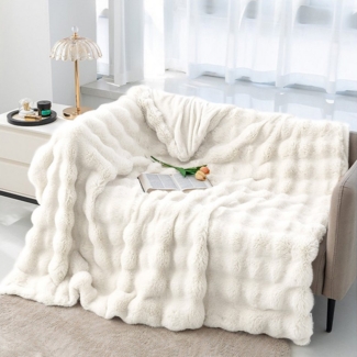 Wohndecke Bubble Decke Kuscheldecke Flauschig Warme Sofadecke Couchdecke, CALIYO, Für Den Winter, Kunstfelldecke,Weiche Wohn- & Kuscheldecken