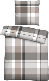 Traumhaft schlafen - Castell - Markenbettwäsche Feinbiber Bettwäsche 0306725 KARO GROß, taupe, 1x 155x220 cm + 1x 80x80 cm