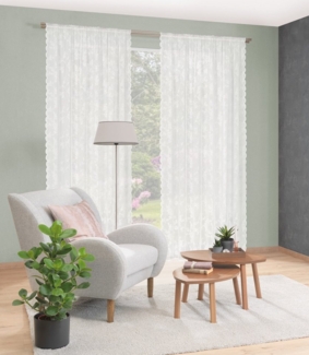 HOME WOHNIDEEN Gardine KIRALIO, Stangendurchzug (1 St), halbtransparent, Jacquard, FERTIGSCHAL, RASCHELSPITZE, SCHAUBE