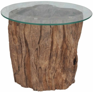 Couchtisch, Sofatisch Teak Glas 50x40 cm