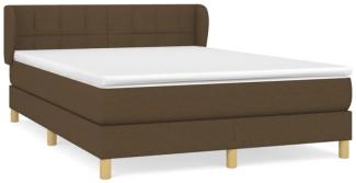 Doppelbett, Polsterbett mit Matratze Stoff Dunkelbraun 140x200 cm