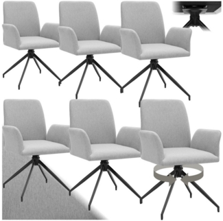 tectake Esszimmerstuhl Drehbarer Armlehnstuhl Daya, robuster Webstoff, gepolstert (Set, 6 St), Bequeme Polsterung der Sitzfläche sowie der Arm- und Rückenlehne