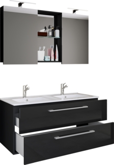 VCM Badmöbel Waschtisch Budasi 917548 Schwarz H. 127 x B. 112 x T. 46 cm