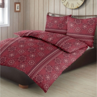 TRAUMSCHLAF Bettwäsche Sterne und Schneeflocken, Biber, 2 teilig, Biberbettwäsche weich und kuschelig