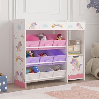Kinderregal Søndreland 80x90x30 cm mit Einhorn Motiv [en. casa]