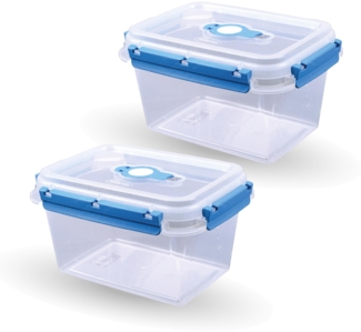 Frischhaltedosen für Lebensmittel ( 1,5 L ) - 2er Pack "Blau" - Vorratsdose luftdicht, Aufbewahrungsbox Meal Prep Box, Lunchbox, BPA Frei