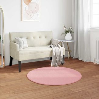 vidaXL Rutschfester Teppich aus Kunstkaninchenfell OLITE Rosa Ø 100 cm 42021712