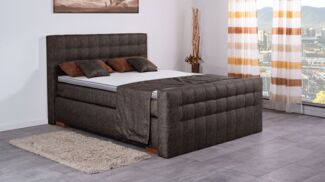 Meisterbetten Boxspringbett Luis 160x220 in MS-Espresso, Matratzenbezug Nano, Komfortschaum-Topper
